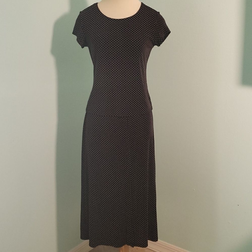 Vintag Briggs petite small two‎ pce suit, black/dots. Minamalist. Great w…